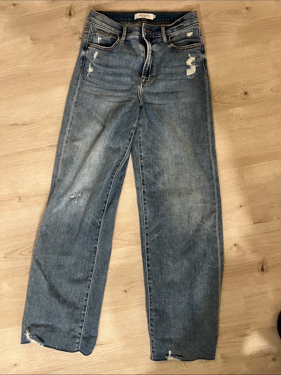 Hidden Denim - Hidden Jeans Straight-Leg Women's Jeans in Blue - Distressed Chic